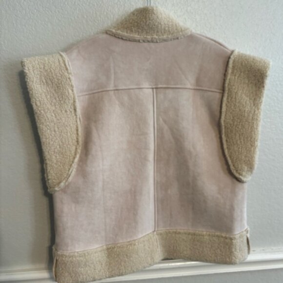 NWT Entro Emma Fur Jacket blush pink suede vest size Large - Picture 7 of 7